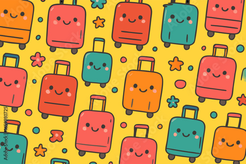 Cute Suitcases Pattern A Cheerful Seamless Design for Travel Concepts