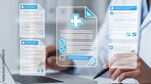 Doctor Managing Digital Medical Records and Patient Data on Laptop Innovative Healthcare Technology and Electronic Health Records System for Modern Medicine 