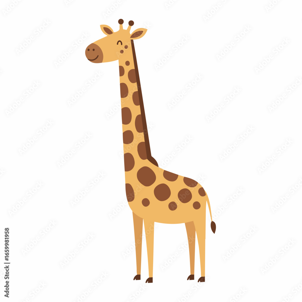 Fototapeta premium Cute Giraffe Cartoon Illustration for Kids Coloring Book