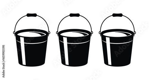 A black bucket with a handle set