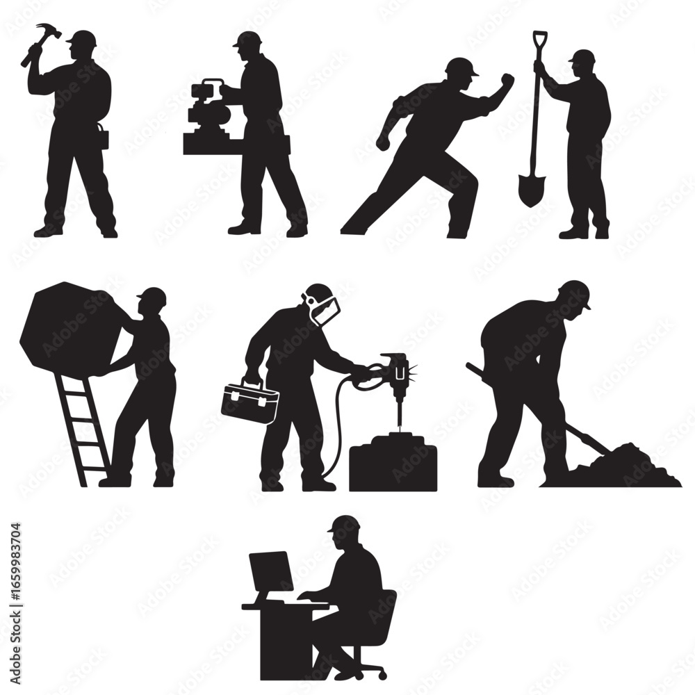 Obraz premium worker silhouette bundle