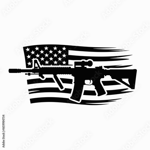 American Flag with Gun Silhouette Design