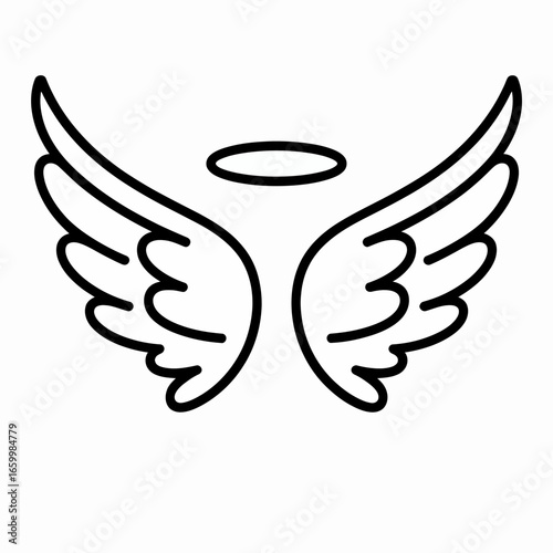 Angel Wings Icon with Halo Design
