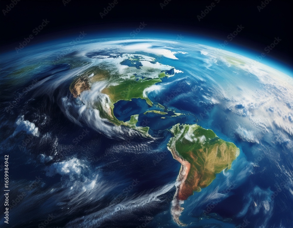 Fototapeta premium satellite view of earth rotating with weather patterns captured from space in stunning clarity
