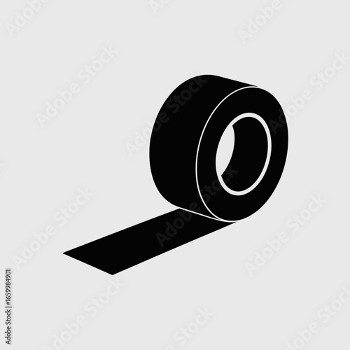 Black Adhesive Tape on White Background