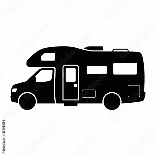 Black Silhouette of a Camper Van
