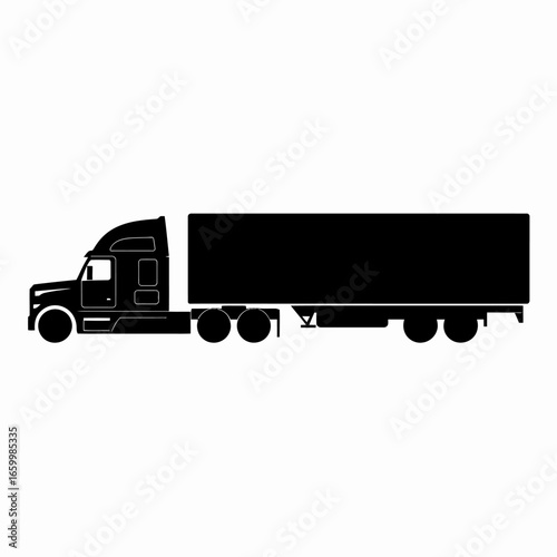 Black Truck Silhouette with Trailer Design