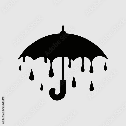 Black Umbrella with Dripping Water Design