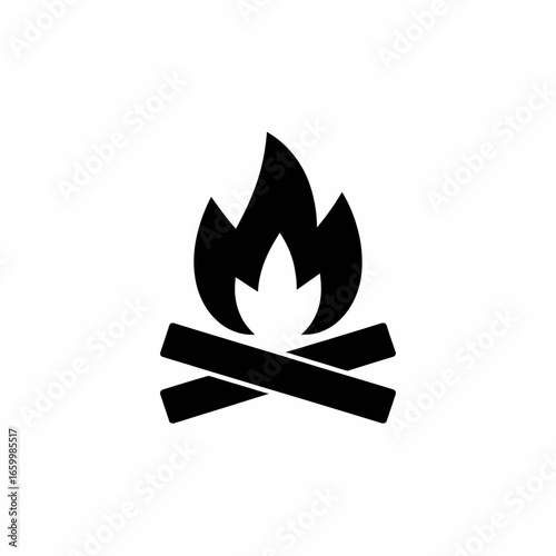 Campfire Icon with Flames and Logs