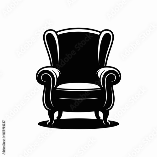 Classic Armchair Silhouette in Black and White