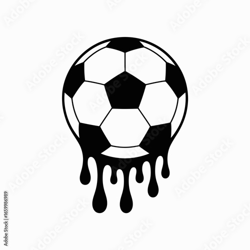 Dripping Black and White Soccer Ball Illustration