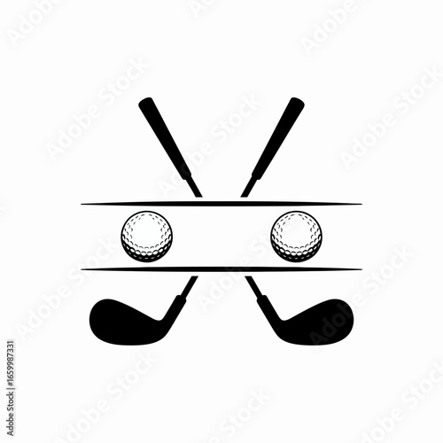 Golf Equipment Logo Design with Clubs and Balls