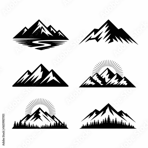 Mountain Logo Designs in Black and White