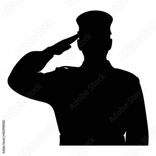 Saluting Soldier Silhouette Illustration