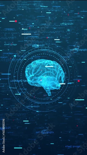 Wallpaper Mural AI artificial intelligence cyber mind data mining. ChatGPT Hologram deep learning web word map. Computer chip technology. Futuristic cyber innovation automation autonomous brain generative AI 3D Torontodigital.ca