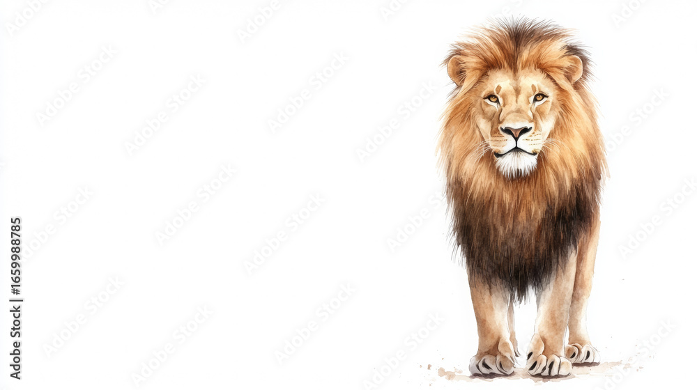Obraz premium Lion is standing in front of a white background
