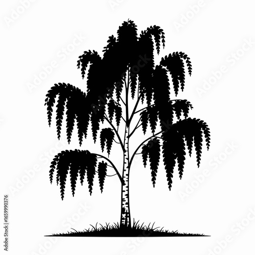 Silhouette of a Weeping Willow Tree Design