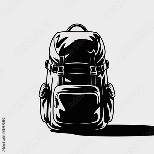 Stylish Black Backpack Illustration