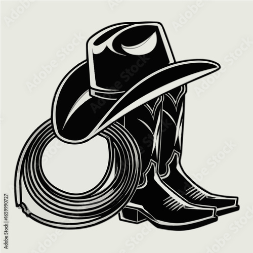 Vector Cowboy Hat, Boots, and Lasso