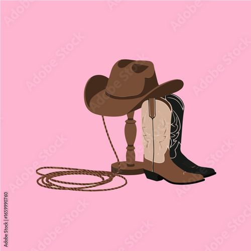Vector Cowboy Hat, Boots, and Lasso
