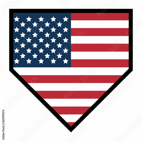 USA Flag Design in Baseball Home Plate Shape