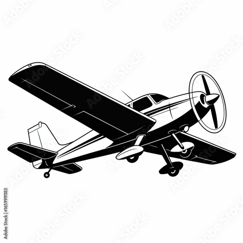 Vintage Airplane Illustration in Black and White