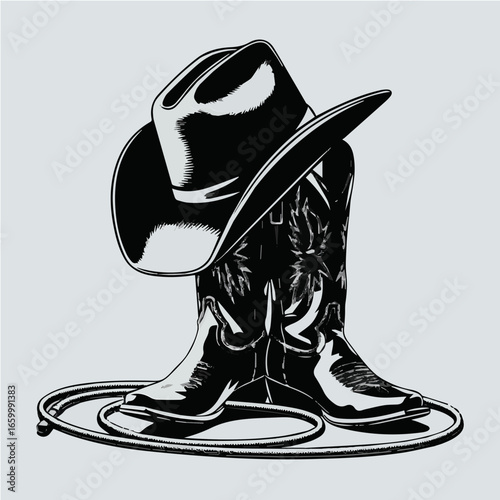 Vector Cowboy Hat, Boots, and Lasso