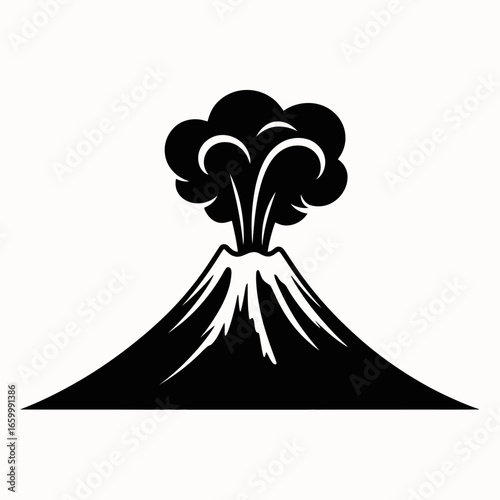 Volcanic Eruption Icon in Black Silhouette Style