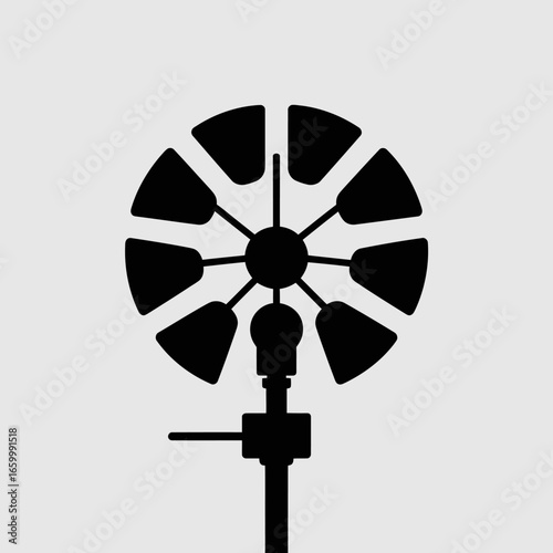 Windmill Silhouette on Gray Background