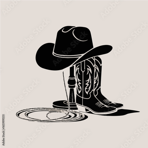 Vector Cowboy Hat, Boots, and Lasso