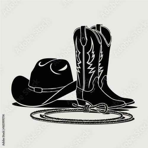 Vector Cowboy Hat, Boots, and Lasso