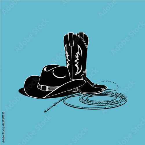 Vector Cowboy Hat, Boots, and Lasso
