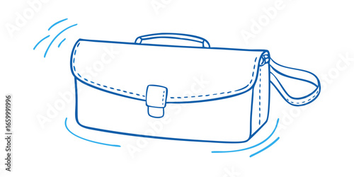 Blue briefcase doodle business travel
