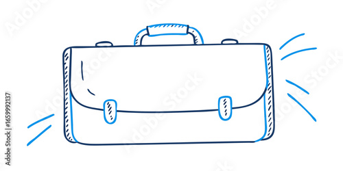 Blue briefcase doodle with motion lines business travel