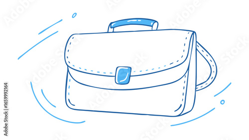 Blue briefcase doodle with motion lines business travel