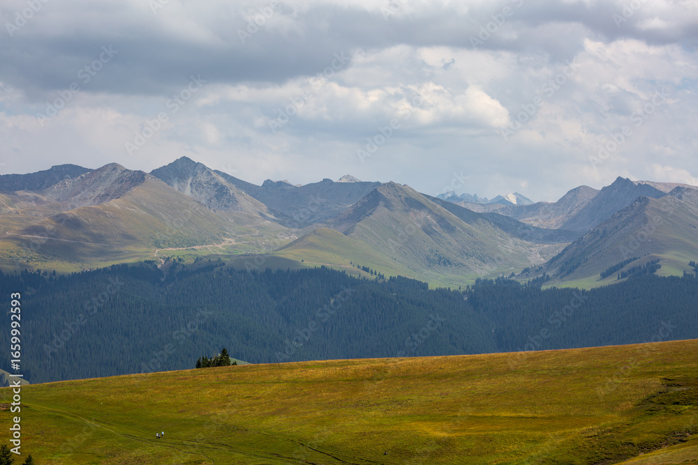Fototapeta premium Karajun Grassland and Tianshan alpine pasture scenery, Xinjiang, China