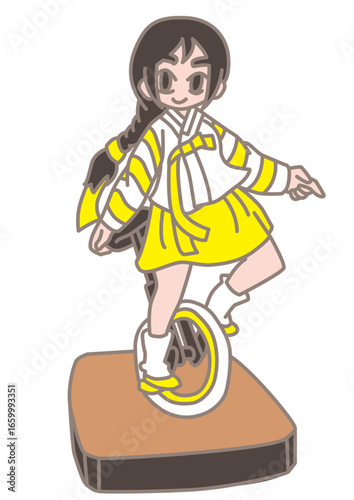 외발자전거를 타는 소녀 