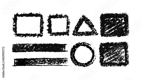 Chalk drawn geometric shapes square triangle