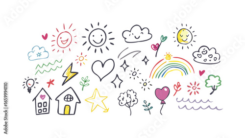 Cheerful doodle elements illustration hand drawn
