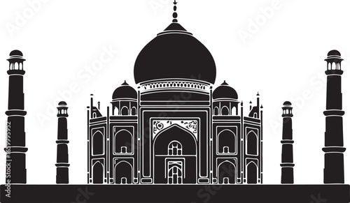 Taj Mahal Silhouette Vector | Famous Indian Monument Design