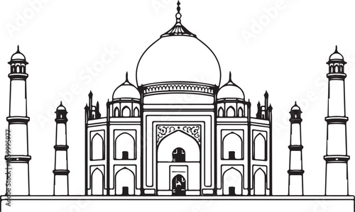 Taj Mahal Silhouette Vector | Famous Indian Monument Design