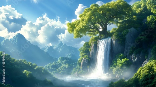 Waterfall in the mountains