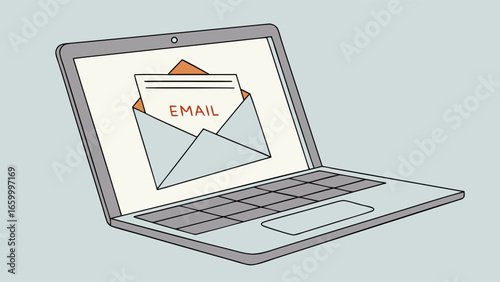 Laptop Displaying an Email Notification.