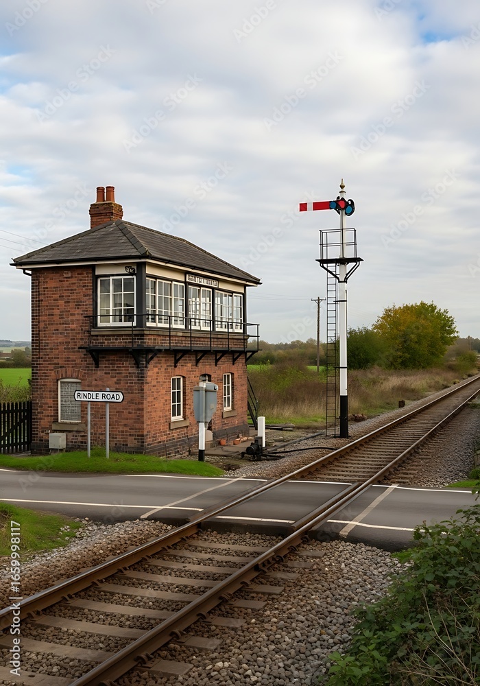 Fototapeta premium Historic Railway Signal Box and Crossing.