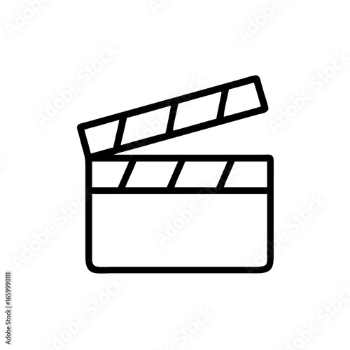 Black Clapper Board Icon Isolated On White Background