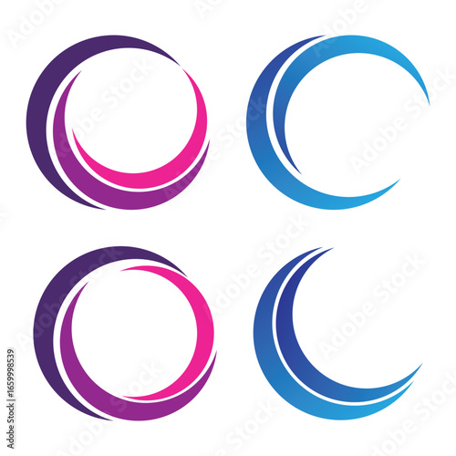 Circle company logo signs set. Collection of colorful emblems vector illustration. Abstract round symbols. Unique logotype design template isolated on white