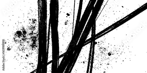 Random lines vector American ink brush strokes black hand drawn stripes, Rough grunge thick paint line texture. Vector sketch lines.
