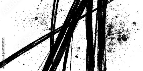 Random lines vector American ink brush strokes black hand drawn stripes, Rough grunge thick paint line texture. Vector sketch lines.