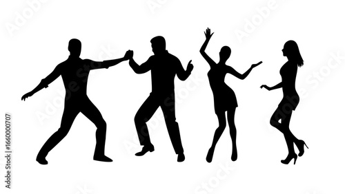 Diverse group celebrating with joyful movement dancing