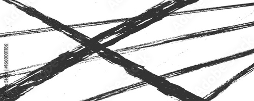 Random lines vector American ink brush strokes black hand drawn stripes, Rough grunge thick paint line texture. Vector sketch lines.